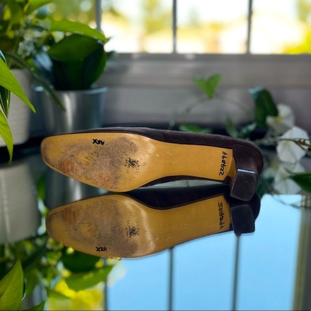 Salvatore Ferragamo Brown Suede Blcok Heeled Shoes Loafers Size 9​​​ - Picture 15 of 15